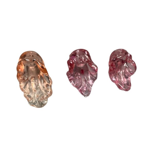 Colorful Lampwork Glass Leaf Beads - Pink Handcrafted for Jewelry Marking - Picture 1 of 8